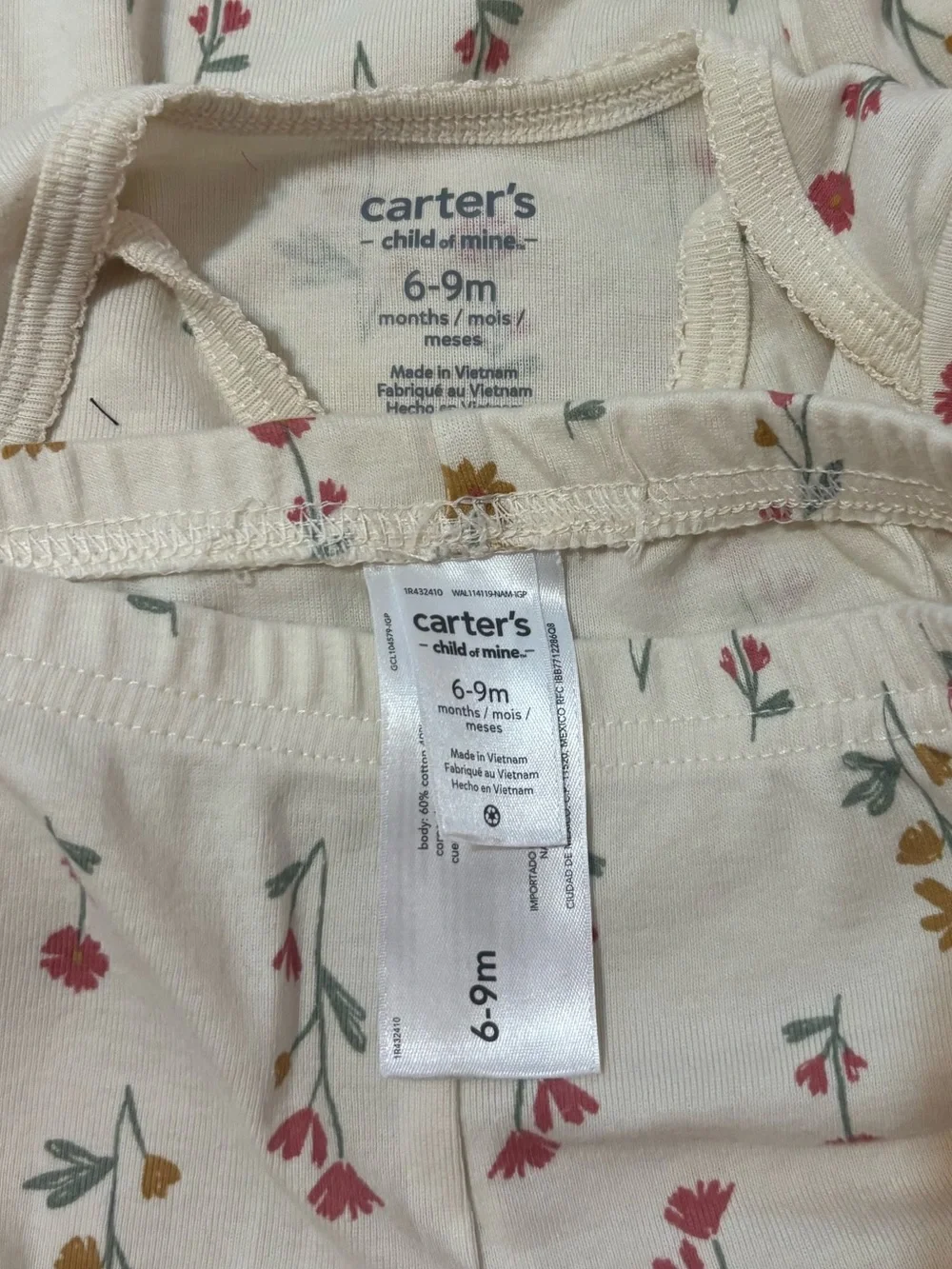 Carter's Cream Floral Long-Sleeve Bodysuit & Pants Set - Pink & Mustard Print